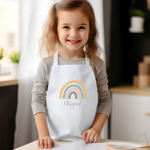 Tablier Enfant Nom d'enfant Boho Tons Terreux Pastel
