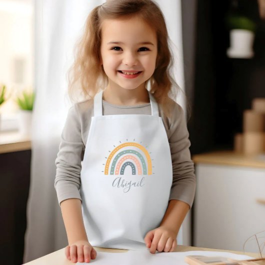 Tablier Enfant Nom d'enfant Boho Tons Terreux Pastel