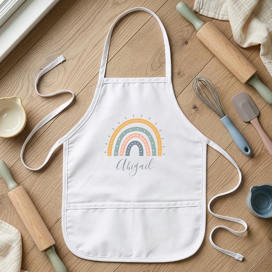 Tablier Enfant Nom d'enfant Boho Tons Terreux Pastel
