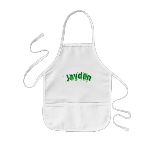 Tablier Enfant Nom Jayden Vert, (Devant)