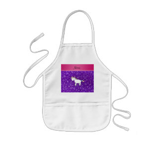 Tablier Enfant Nom personnalisé unicorn indigo violet étoiles de