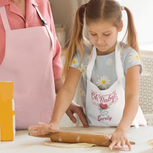 Tablier Enfant Oh Baby Personnalisé Fille Rose