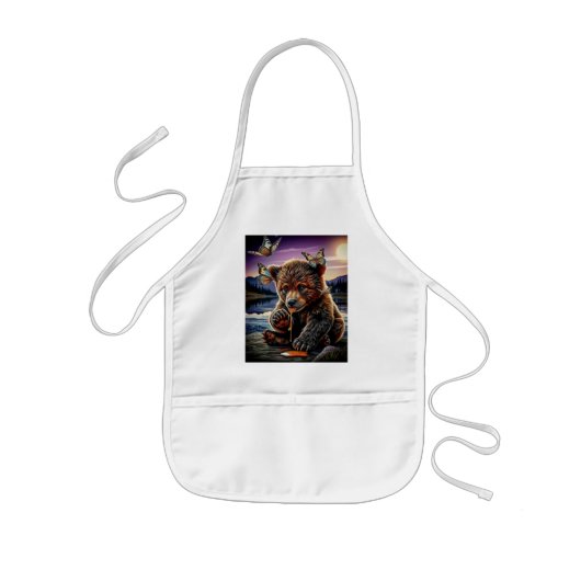 Tablier Enfant Ours de miel et papillons (Devant)