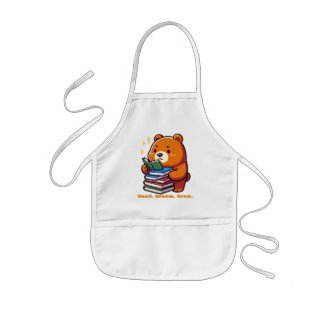 Tablier Enfant Ours lisant mignon avec livres Kawaii