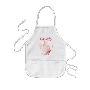 Tablier Enfant Papillon Aquarelle Rose avec nom personnalisé