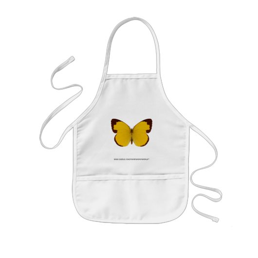 Tablier Enfant Papillon jaune chocolat (Devant)