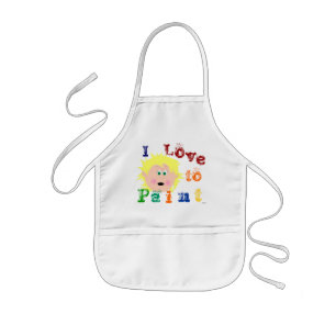 Tablier Enfant Peinture de petite fille à poil blond vert teint