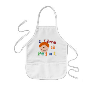 Tablier Enfant Peinture faciale du garçon de cheveux rouge bouclé