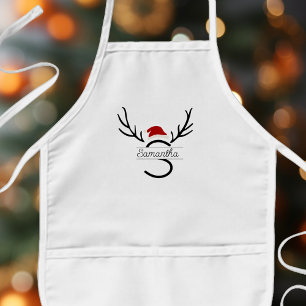 Tablier Enfant Père Noël moderne Monogram Antler Noël Nom personn