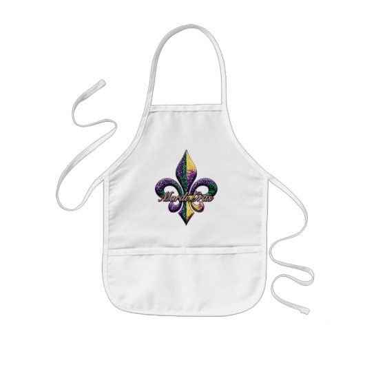 Tablier Enfant Perle Fleur de lis 2 de mardi gras (Devant)