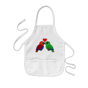 Tablier Enfant Perroquets d'Eclectus dans l'amour