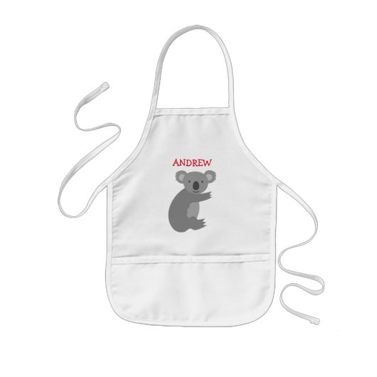 Tablier Enfant Personalized kids apron with cute grey koala bear (Devant)