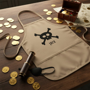 Tablier Enfant Personalized Pirate Skull Crossbones Kids Apron