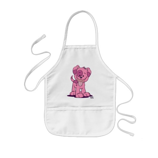 Tablier Enfant Petit chiot rose Cuisine Apron (Devant)