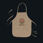 Tablier Enfant Petit gâteau rose mignon de givrage personnalisé<br><div class="desc">Le bonbon a personnalisé le tablier d'enfants avec l'illustration mignonne d'un petit gâteau givré par rose.</div>