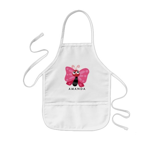 Tablier Enfant Petit Papillon rose cupide personnalisé (Devant)
