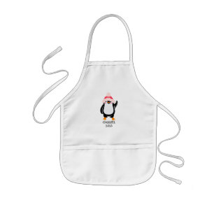 Tablier Enfant Pingouin de Noël mignon personnalisé en Casquette 
