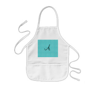 Tablier Enfant Pois de turquoise de monogramme