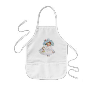 Tablier Enfant Poupée vintage victorienne de bébé fille, chapeau