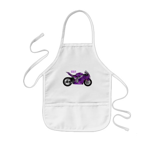 Tablier Enfant Purple sports motorcycle cartoon (Devant)