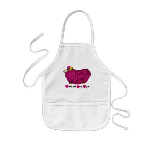Tablier Enfant Ram Sheep Chinois Année Enfants Rose Apron (Devant)