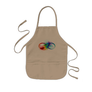 Tablier Enfant Symbole d'infini avec plume arc-en-ciel