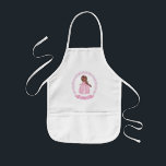 Tablier Enfant Tablier rose fille<br><div class="desc">Une jolie princesse brune brune brune dans une robe rose étincelante orne cet tablier. Personnalisez-le avec le nom de vos filles. Cadeau adorable pour un anniversaire de naissance ou de Noël pour les filles. Conçu pour vous par Blackberry Boulevard.</div>