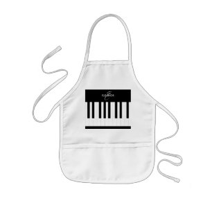 Tablier Enfant Touches de Piano Noir Blanc Monogramme sur le thèm