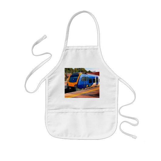 Tablier Enfant Train bleu et jaune (Devant)