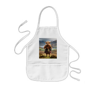 Tablier Enfant Vache des Highlands écossaise sonneur de cornemuse