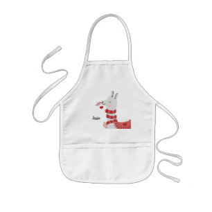 Tablier Enfant Valentines Day Llama and Heart Children Nom