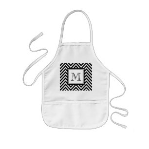 TABLIER ENFANT VOTRE MONOGRAMME, CHEVRON NOIR
