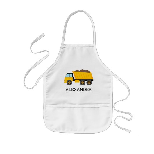 Tablier Enfant Yellow Dump Truck Personalized Construction (Devant)