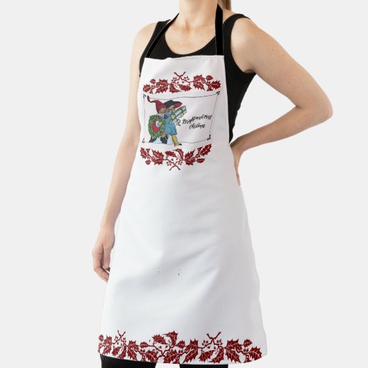 TABLIER ENFANTS AVEC CADEAUX DE NOËL ET FLORAUX ROUGE (Insitu)