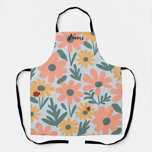 Tablier Enfants Cute Ladybug Polka dot Daisy Flower Motif (Recto)