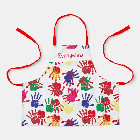 Tablier Enfants Empreintes peintes colorées (Recto)