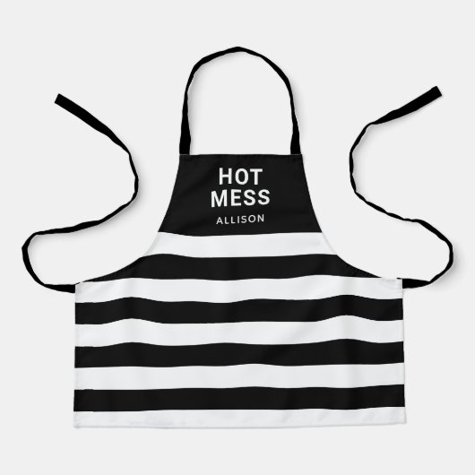 Tablier Enfants Funny Hot Mess Black Stripes Personnalisé (Recto)