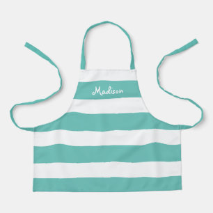 Tablier Enfants mignonette Turquoise et blanche bandes per