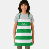 Tablier Enfants mignonne Vert et blanc rayé personnalisé (Insitu)