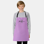 Tablier Enfants mignonne violet Script Monogramme personna (Porté)