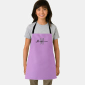 Tablier Enfants mignonne violet Script Monogramme personna (Insitu)