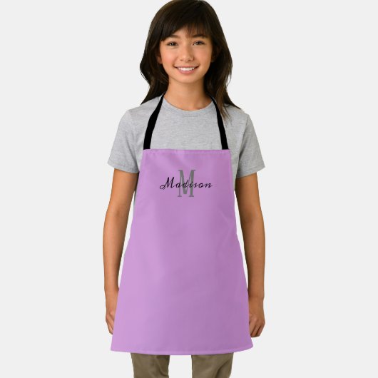 Tablier Enfants mignonne violet Script Monogramme personna (Insitu)