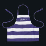 Tablier Enfants mignonnes rayures violettes Artisanat pers<br><div class="desc">Votre enfant adorera préparer ou vous aider à cuisiner dans ce tablier d'artisanat personnalisé Kids Cute Purple Stripes. Ce design moderne a de larges bandes horizontales sur un tablier tout-en-un et le nom est en blanc blanc blanc en lettres blanches sur le dessus. Parfait pour les enfants pour aider à...</div>