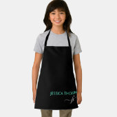Tablier Enfants Personnalisé Noir Turquoise Monogramme Nom (Insitu)