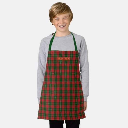 Tablier Enfants personnalisés écossais Noël Tartan Plaid (Porté)