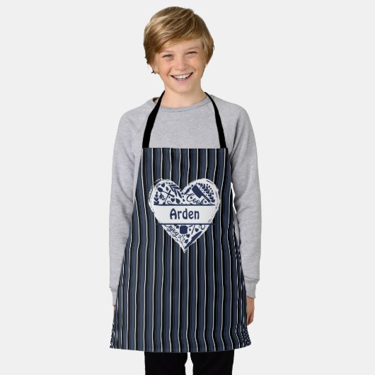 Tablier Enfants Sur Mesure, Coeur, Cuire BBQ Cuisiné (Porté)