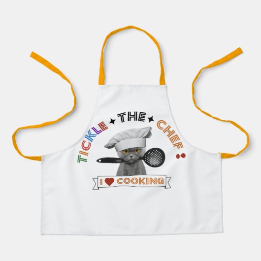 Tablier Enfants "Tickle Chef" Drôle Chat, Orange (Recto)