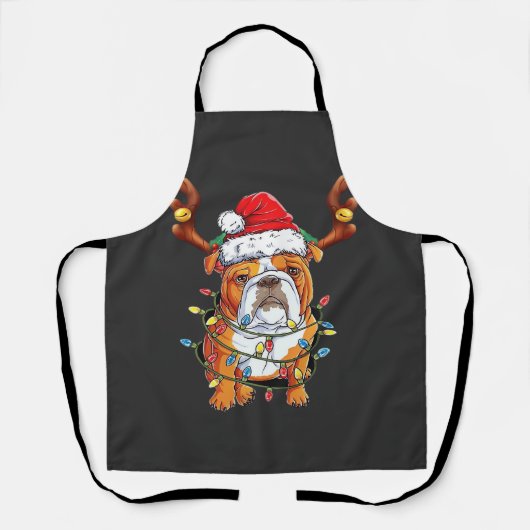Tablier English Bulldog Reindeer Funny Christmas Essential (Recto)