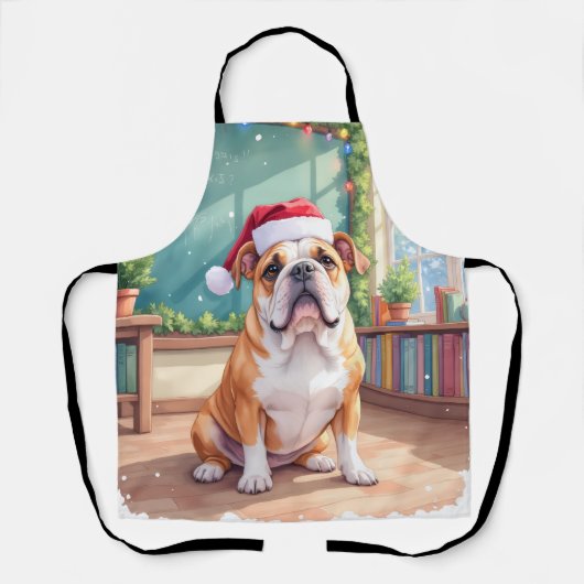 Tablier English Bulldog Teacher Classroom Santa Hat (Recto)