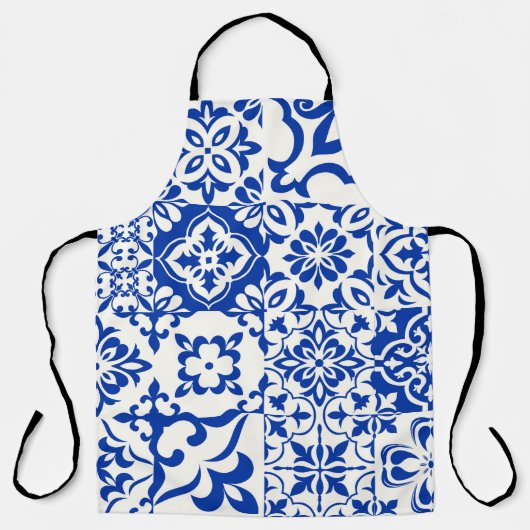 Tablier Ensemble de 16 azulejos en bleu, blanc. Original (Recto)